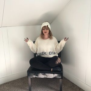 NastyGal “Fuck off” sweater cropped